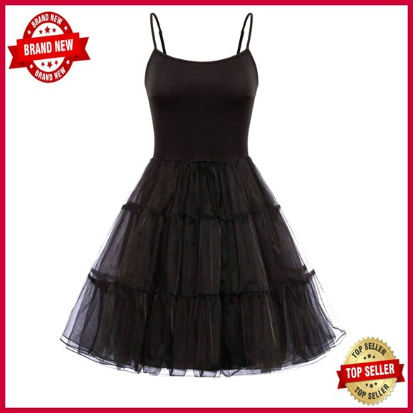 Vintage Petticoat Slip Dress Adjustable Straps Elegant Retro Rockabilly Style Vintage Petticoat Slip Dress Adjustable Straps Elegant Retro Rockabilly Style